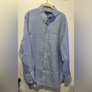 Ralph Lauren Blue Gingham Button Down Shirt XL